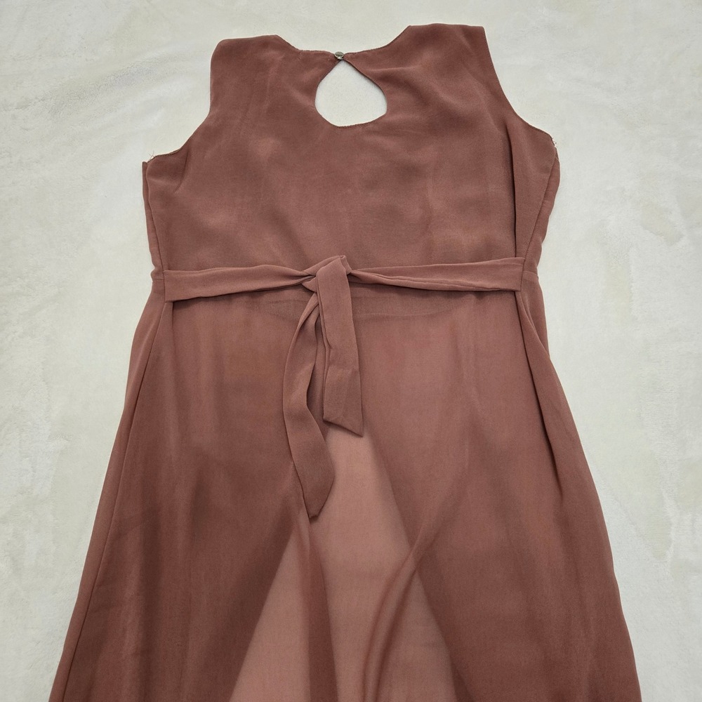 Bright Nex Mauve Pink Sleeveless Button Front Slit Maxi Dress Overlay XL Keyhole - Picture 6 of 12
